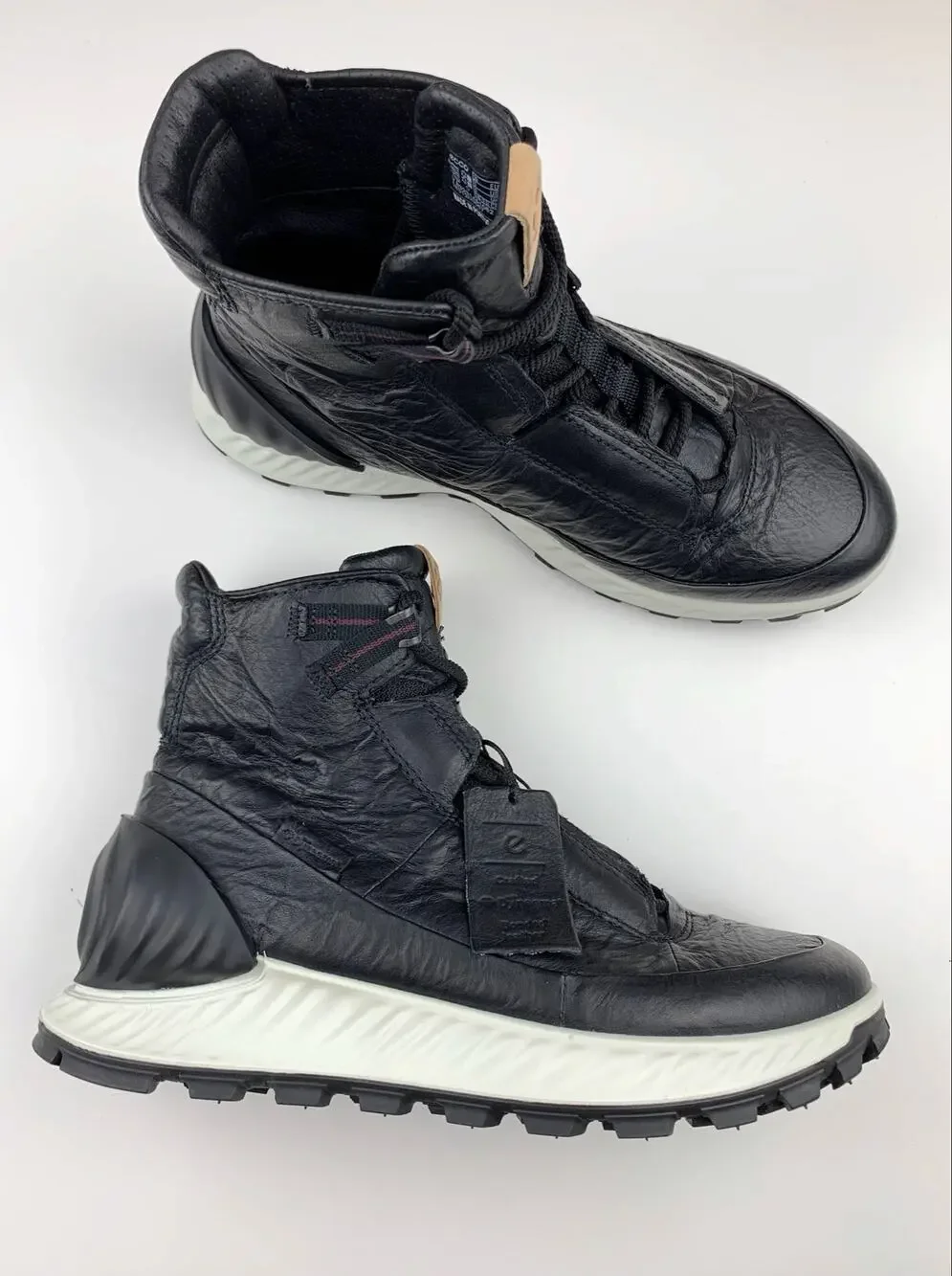 Ecco Exostrike Leather Mid-Cut Outdoor Boots Black Dyneema Men's 39 US 5 5.5